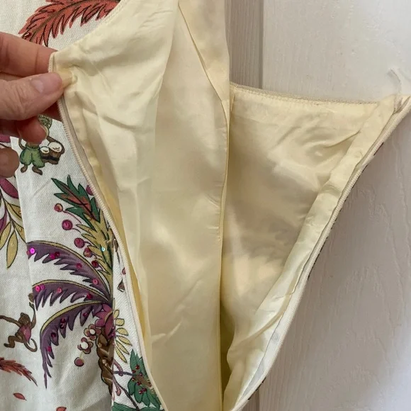 Muse Cream Dress: Palm Trees Sequined - Picture 7 of 13